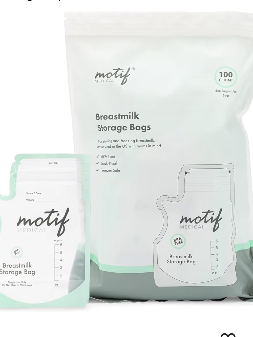 Motif Medical Breastmilk Storage Bags -400 count